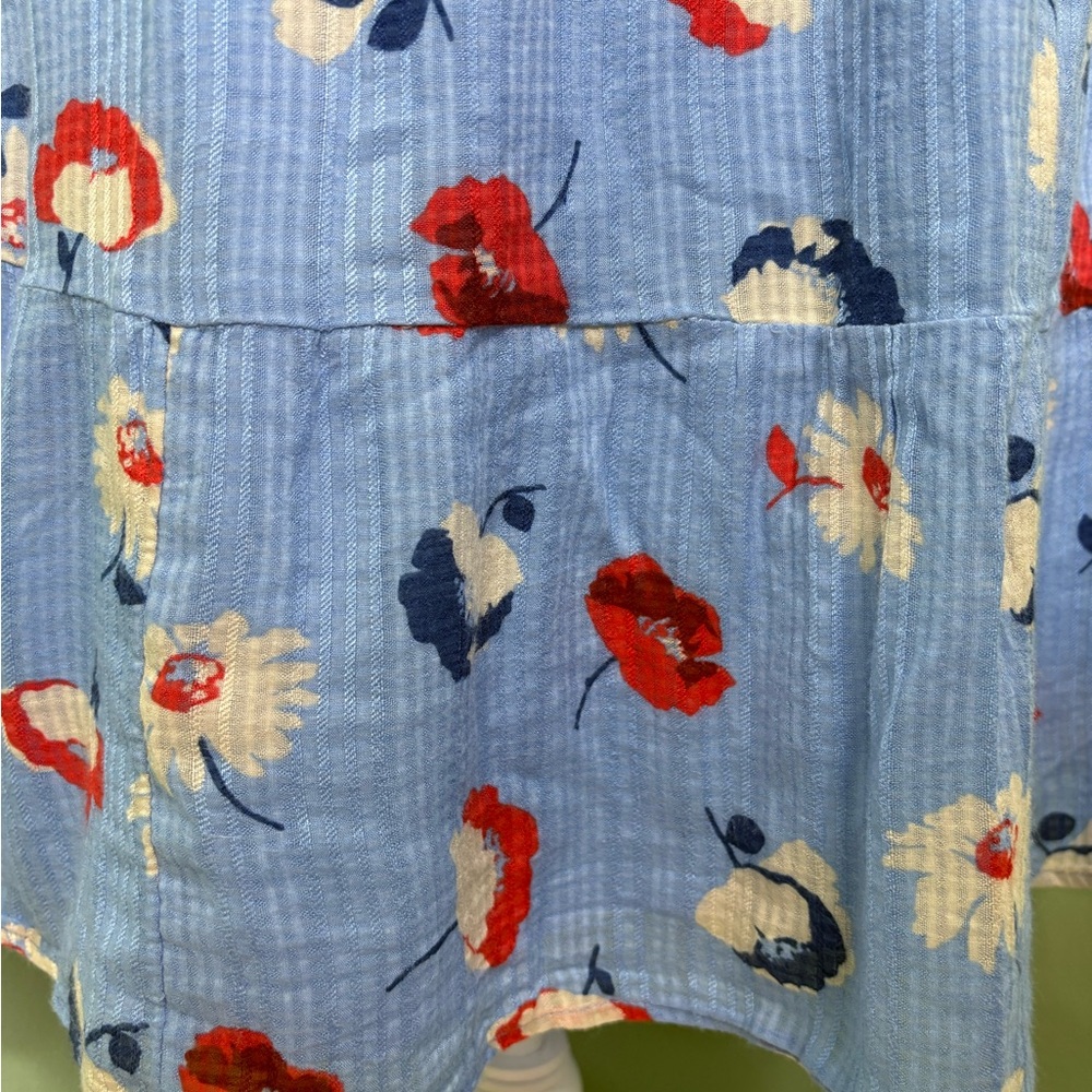 LOFT Light Blue Floral Belted Mini Dress - Picture 4 of 8